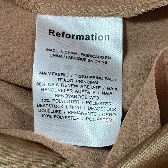 NEW Reformation Nevaeh Satin Midi Dress Sz XL Chanterelle Brown Cutout - Picture 9 of 9